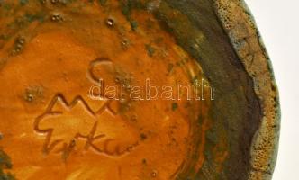 Gorka Géza (1894-1971): Három füles váza. Repesztett mázas festett kerámia, jelzett (Nógrádverőce), ...