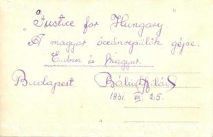 1931 Justice for Hungary magyar óceánrepülők gépe. Magyar Sándor navigátor, Endresz György pilóta. B...