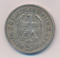 Német Harmadik Birodalom 1936A 5M Ag "Hindenburg" T:2,2- patina 
German Third Reich 1936A...
