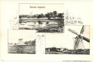 Cegléd, szélmalmok. Sárik Gyula kiadása / windmills. Art Nouveau, floral