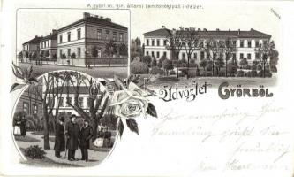 1899 Győr, M. kir. állami tanítónőképző intézet. Mehner & Maas No. 3604. Art Nouveau, floral, litho (EK)