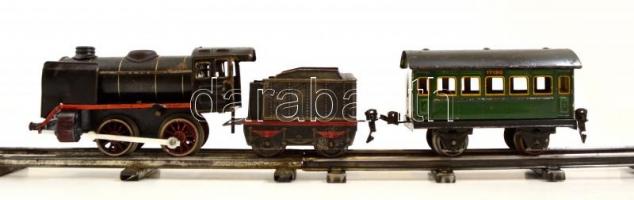 Märklin vonat, vagon, mozdony, szenes kocsival 2 db sínnel, Jó állapotban / Märklin vintage locomoti...