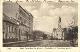 Déva, Scoala Normala cu biserica reform. / Tanítóképezde és református templom. D. Weiss kiadása / teachers' school, church