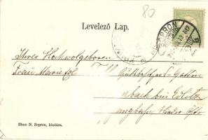 1905 Sopron, Széchenyi tér és Széchenyi szobor, villamos. Kiadja Blum N