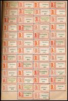 Ajánlási ragjegy gyűjtemény: 1000 db fogazott, piros ragjegy füzetbe ragasztva, közte számtalan kis ...