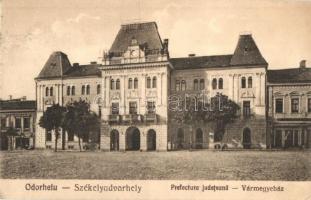 Székelyudvarhely, Odorheiu Secuiesc; Vármegyeház, Barátok temploma - 2 db régi képeslap / county hall, church - 2 pre-1945 postcard