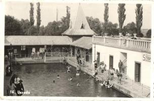 Félixfürdő, Baile Felix; uszoda, fürdőzők, Steiner I. üzletének reklámja / swimming hall, spa, shop advertisement, bathing people