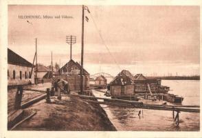 Galgóc, Hlohovec; Úszó vízimalom (hajómalom) a Vág folyón / Mlyny na Váhom / / floating boat watermill on river Váh (EK)
