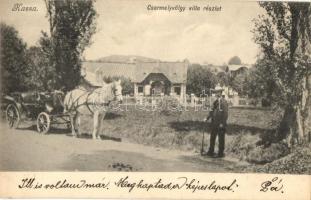 1905 Kassa, Kosice; Csermelyvölgyi villa, hintó. Kiadja László Béla / villa, horse-drawn carriage