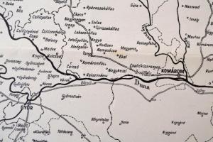 1938 Észak-Magyarország térképe, az északi határa a a megállapított katonai demarkációs vonal, hajto...