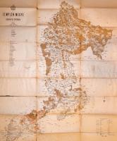 1871 Zemplén megy átnézeti térképe, M. kir. Államnyomda, szakadással, 120×100 cm
