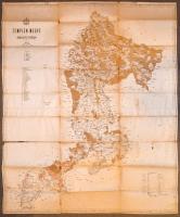 1871 Zemplén megy átnézeti térképe, M. kir. Államnyomda, szakadással, 120×100 cm