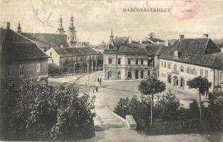 Marosvásárhely, Targu Mures; Erdélyrészi Hangya központi épülete, tér, - 2 db régi képeslap / cooperative shop main building, square - 2 pre-1945 postcards