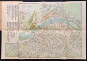 1913 Budapest székesfőváros térképe, utcajegyzékkel, villamos vonalak irányjelzésével, kiadja: Magyar Földrajzi Intézet Rt., 51×35 cm