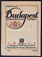 1913 Budapest székesfőváros térképe, utcajegyzékkel, villamos vonalak irányjelzésével, kiadja: Magya...