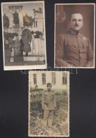 Katonai fotólapok, közte kézzel színezett, 4 db, 13×8 cm