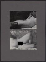 Pornográf fotók, 2 db, albumlapra ragasztva, 6,5×9,5 cm