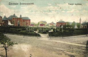 Debrecen, Vasúti indóház, vasútállomás, tér (kopott sarkak / worn corners)