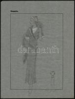 Jelzés nélkül: Divatrajzok. 16 db, pauszpapír, vegyes technika, 31x24 cm