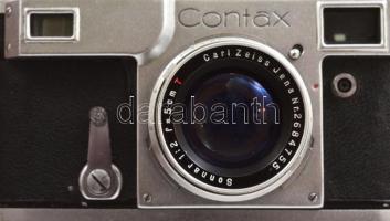 cca 1940 Zeiss Ikon Contax III távmérős fényképezőgép, Carl Zeiss Jena Sonnar 50mm f/2 objektívvel, ...