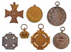 6db-os kitüntetés tétel, mind mellszalag nélkül, benne: 1890. "Bronz Katonai Érdemérem" a ...