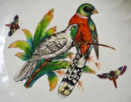 cca 1900 Herendi áttört szélű madaras dísztányér, kézzel festett, jelzett (csak mélynyomás), hibátla...