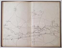 cca 1880 Első erdélyi vasút. A Piski-Petrozsényi szárnyvonal helyszínrajza. Nagyméretű, kihajtható t...