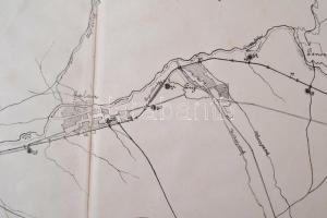 cca 1880 Első erdélyi vasút. A Piski-Petrozsényi szárnyvonal helyszínrajza. Nagyméretű, kihajtható t...