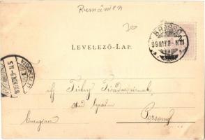 1899 Brassó, Kronstadt, Brasov; Marktplatz, Schlossberg / látkép, Schuller villa, piac tér, Len sor,...