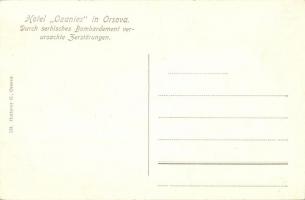 Orsova, Ozanies szálloda romjai a szerb bombázások után, belső / Durch serbisches Bombardement verur...