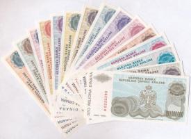 Horvátország / Krajna Szerb Köztársaság 1993. 5000D + 50.000D + 100.000D + 500.000D + 5.000.000D + 1...