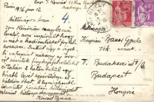 1936 Konrád Ignác grafikus festő aláírt autográf képeslapja