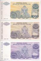 Horvátország / Krajna Szerb Köztársaság 1993. 100.000D + 500.000D + 10.000.000.000D + 50.000.000.000...