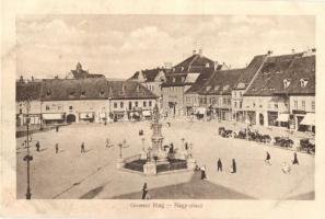 Nagyszeben, Hermannstadt, Sibiu; Grosser Ring / Nagy piac, Demeter üzlete. Jos. Drotleff Nr. 6. / market square, shops (ázott sarok / wet corner)