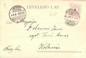 1898 Nagyszeben, Hermannstadt, Sibiu; Unterstadt, Saggasse / Zsák utca, Evangélikus templom, üzletek...