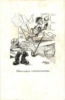 Sopron, Oedenburg; A soproni diákéletből VII. Ultra-supra veteránissimus Lengyel Z. fkm. tervei után rajzolta Bihary L. Röttig-Romwalter nyomda rt. Studentika. s: Bihary L (b)