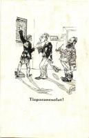 Sopron, Oedenburg; A soproni diákéletből XV. Tízparancsolat! Lengyel Z. fkm. tervei után rajzolta Bihary L. Röttig-Romwalter nyomda rt. Studentika. s: Bihary L (b)