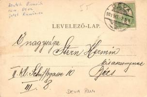 1901  Déva, Deva; Holtzer Károly, Szőcs F. Lajos, Hirsch Testvérek üzlete, piaci árusok, utcakép. Ki...