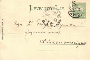 1905 Szászváros, Broos, Orastie; utcakép osztrák-magyar k.u.k. katonákkal, Eisenburger cukrászda és ...