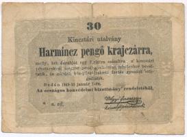 1849. 30kr Kossuth bankó T:III- szakadások Adamo G103