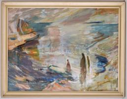 B. Mikli Ferenc (1921-2013): Révész. Akril, farost, jelzett, üvegezett keretben, 60×80 cm