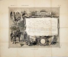 1912 Díszes katonai végelbocsájtó levél
