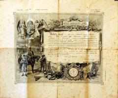 1905 Díszes katonai végelbocsájtó levél