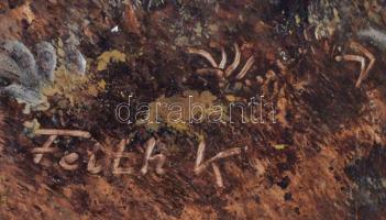 Feith Károly (1930-): Tó vitorlásokkal. Olaj, farost, jelzett, keretben, 60×80 cm