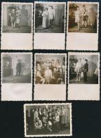 cca 1940 Farsangi jelenetek, 16 db fotó, 9×6 cm