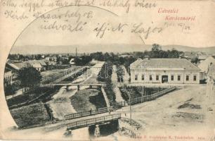 1901 Kovászna, Covasna; utcakép, híd. Bogdán F. fényképész / street view, bridge (EK)