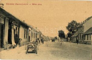 Marosújvár, Ocna Mures; Mikó utca, Moga A. N. üzlete. W. L. 1596. / street view, shops (fl)