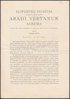 cca 1890 Aradi vértanúk albuma előfizetési felhívás és megrendelő lap, 4 p.