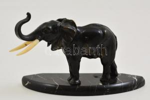 Ón elefánt szobor márvány talapzaton. m: 16 cm h: 24 cm Márványon kis lepattanás. / Marble and tin elephant figure. Small fault on marble