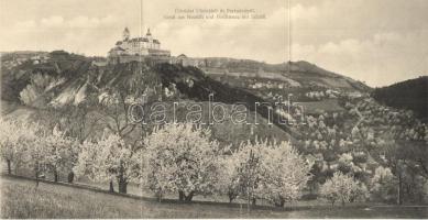 Újtelek, Neustift an der Rosalia; Fraknó vára. Három részes panorámalap / Forchtenstein / castle. 3-tiled panoramacard